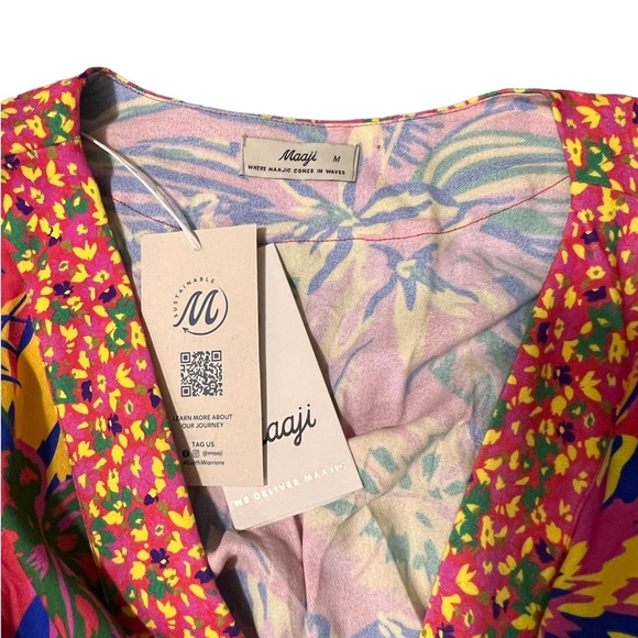 Maaji Multi Colour Flower Print Short Caftan Beach Coverup - Picture 3 of 7